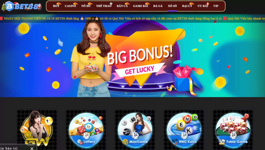 Sảnh chơi xổ số BET88